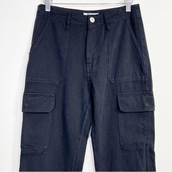 Zara High Rise Straight Leg Cargo Pants Black big pockets straight leg - Picture 3 of 9